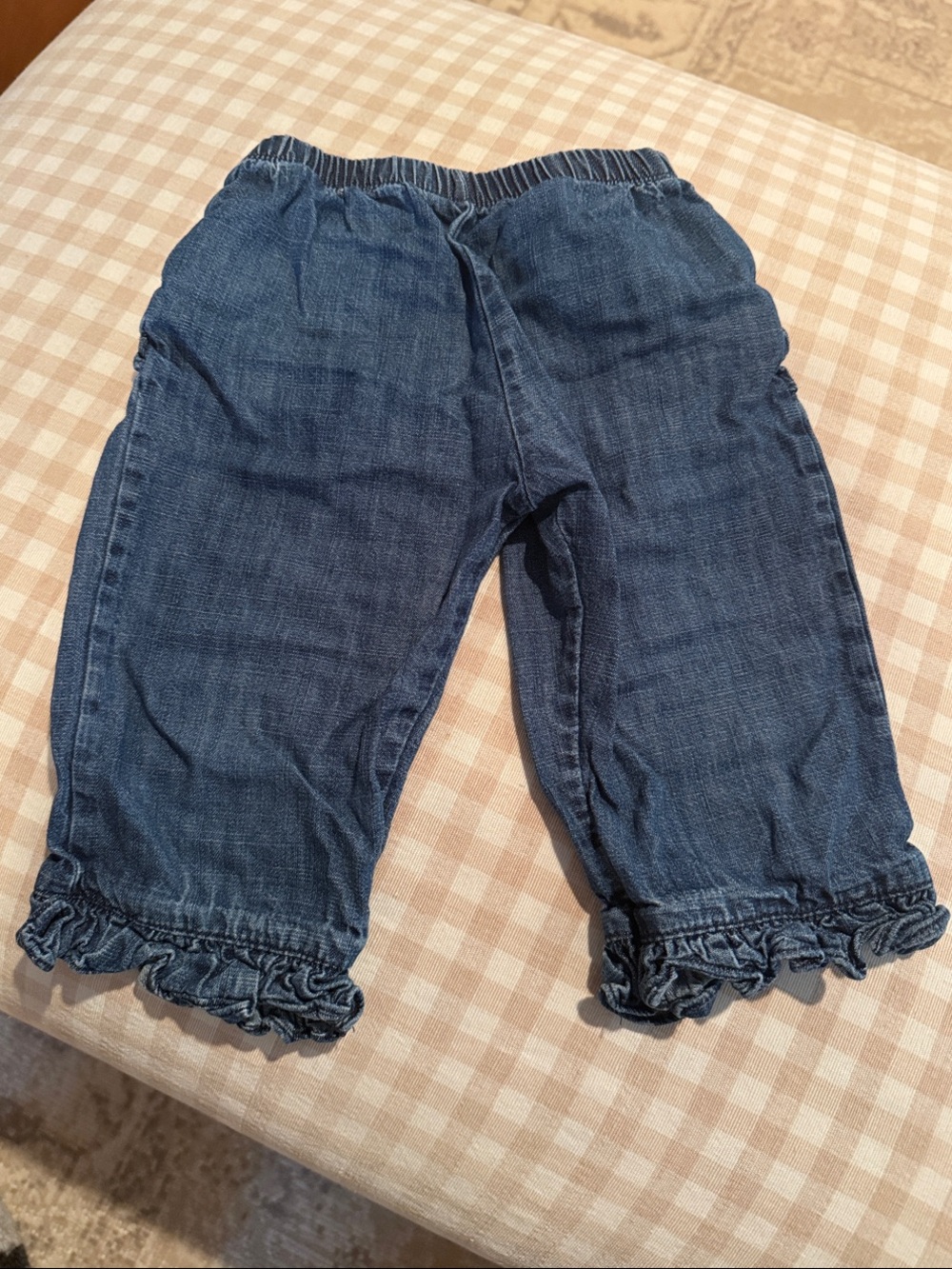 Ruffle Butts Dark Blue Denim Ruffle-Hem Jeans for Kids